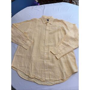 T Harris London Men’s Yellow Long Sleeve Button Down Dress Shirt Size XL